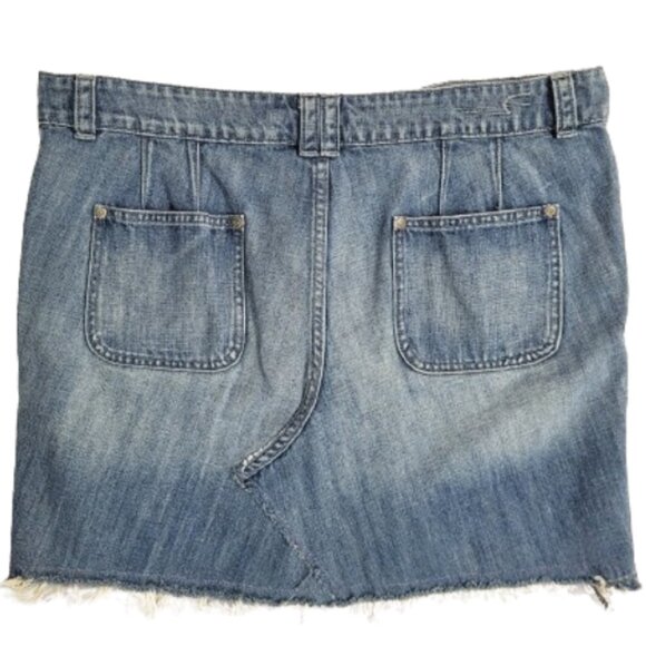 AMERICAN EAGLE Refashioned Upcycled Distressed Denim Jean Skirt - Women's 12 - Picture 2 of 4